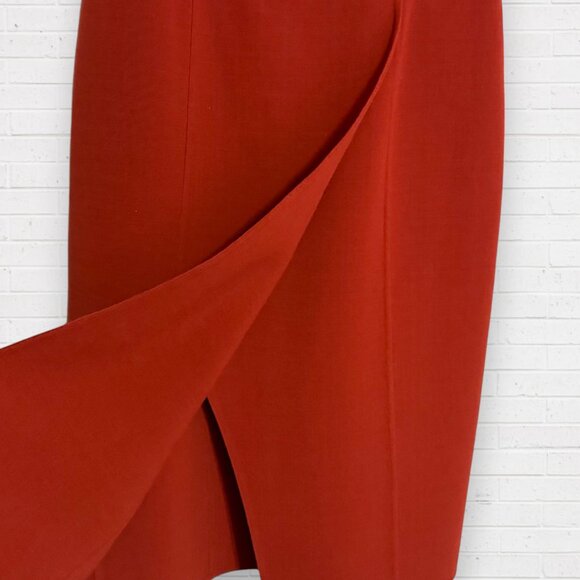 KaufmanFranco Red Wool Blend Sheath Dress Cap Sleeve Bodycon Cocktail Career - Picture 4 of 9